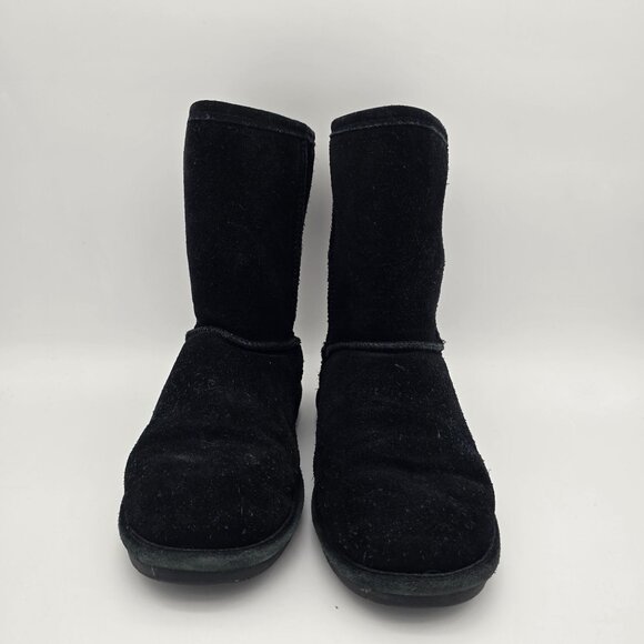 Bearpaw Emma Short Black Suede & Sheepskin Boots Womens Size 8 - Picture 6 of 9